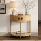 Scalloped Skirt Half Moon Console Table - Small Entry Desk with Storage for Narrow Spaces - Modern Home Decor - Living Room Furniture - Solid Wood Entryway Table with Two Doors (Natural Oak)